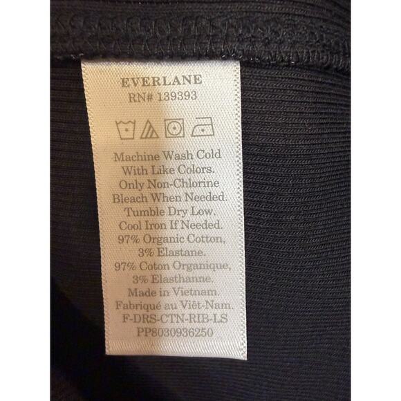 Everlane S Long Sleeve Black Ribbed Dress Oragnic Cotton Everyday Wear Comfy - Picture 3 of 6